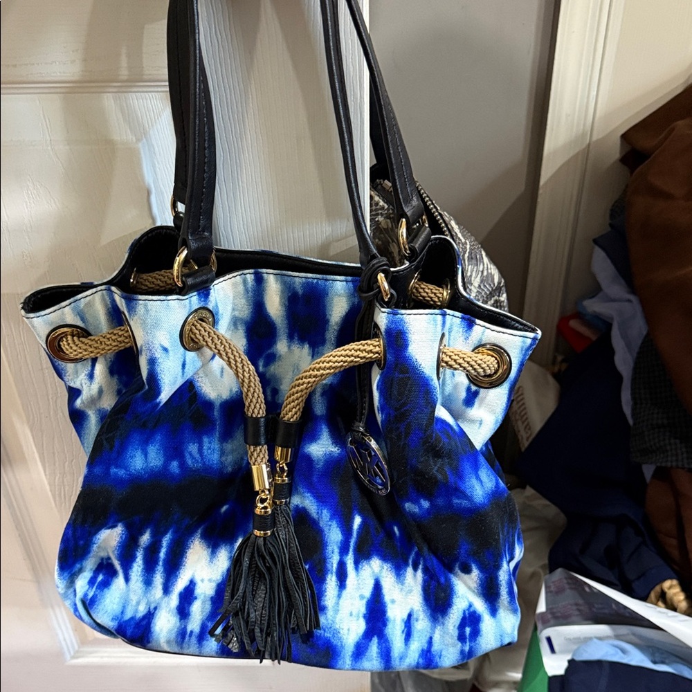 Michael Kors Blue Tie-Dye Canvas Tote Bag-Authentic!